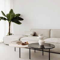 light living room interior with grey minimal lines wallpaper