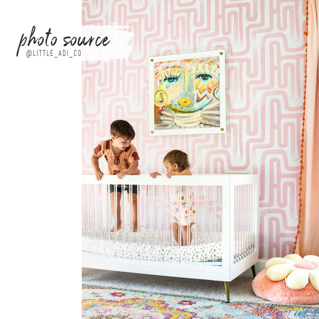 baby pink feminine lines inspired wallpaper for kids nursery