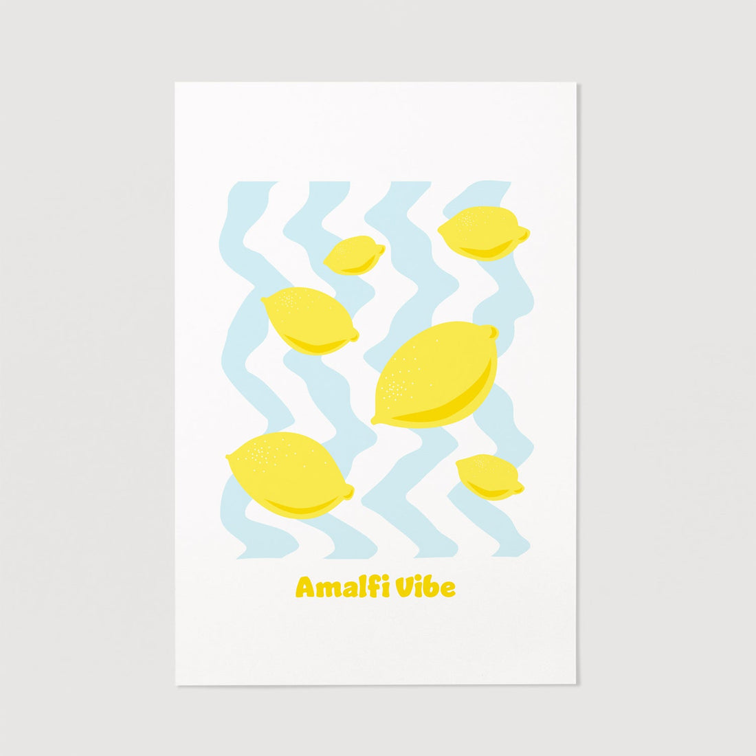 beach inspired art poster with lemon motif