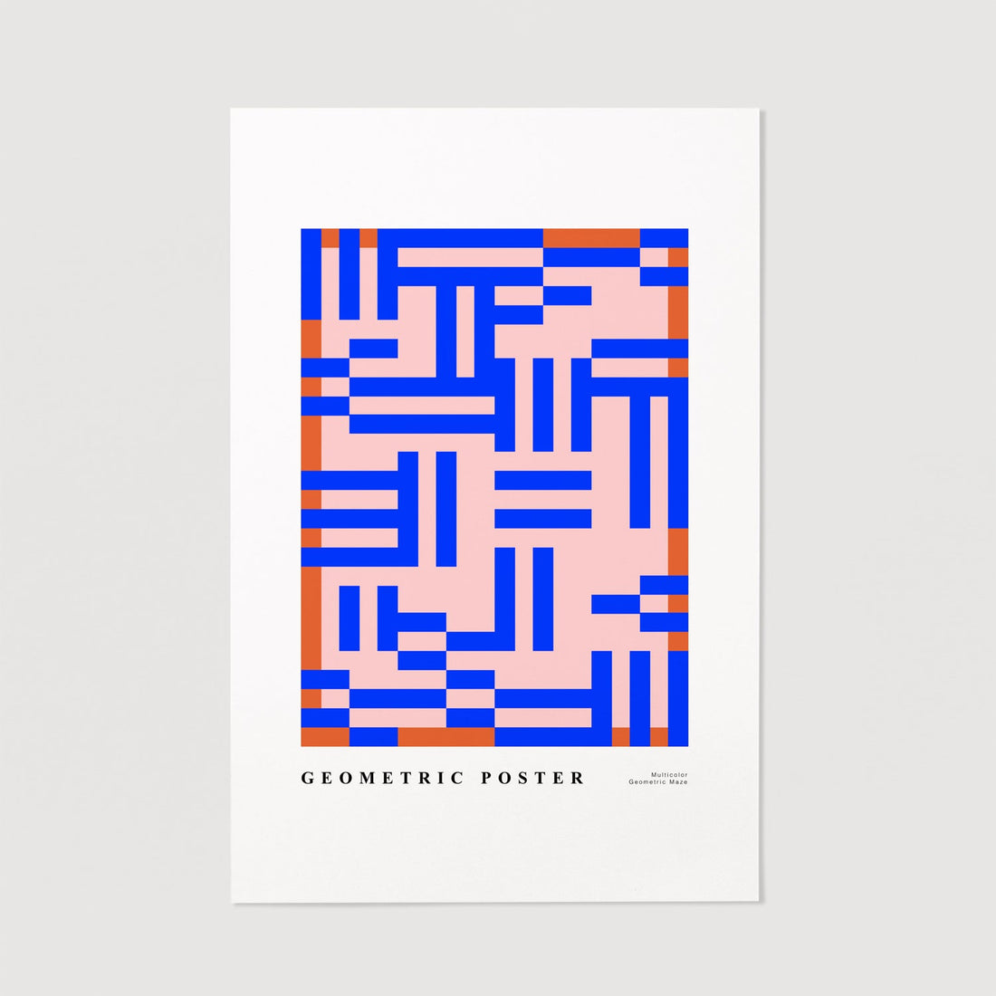 multicolor geometric maze art print poster