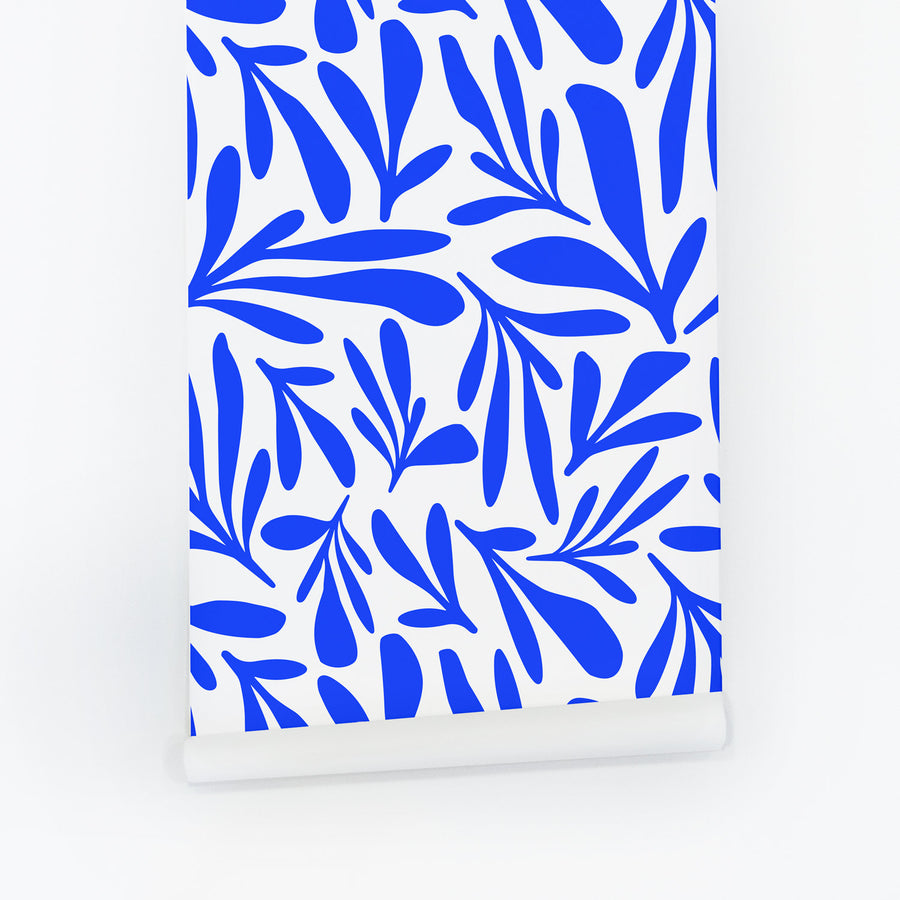 royal blue floral removable wallpaper design