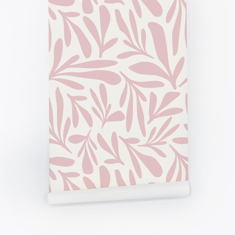 light pink removable wallpaper with flower pattern