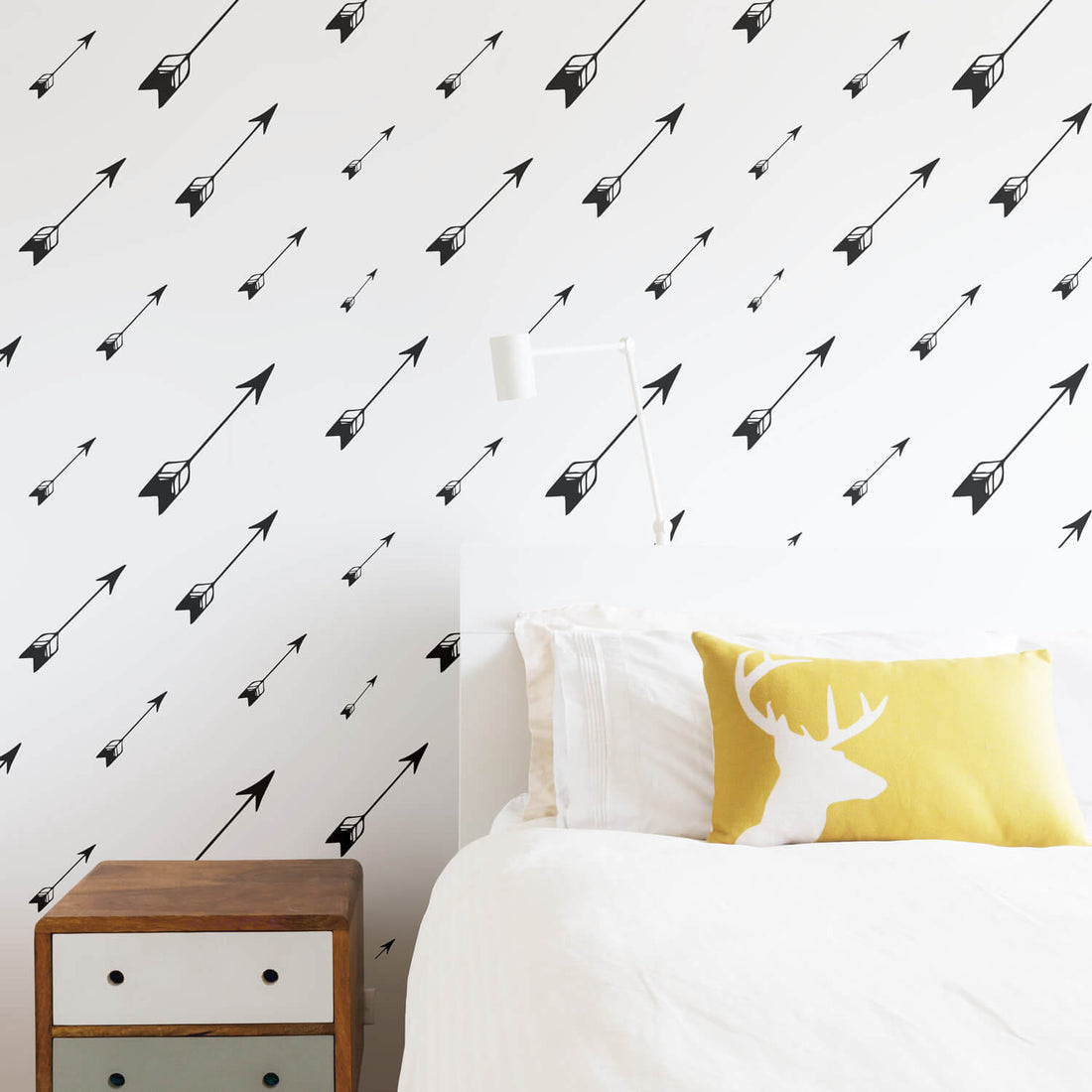 simple black and white arrow pattern removable wallpaper for boys bedroom