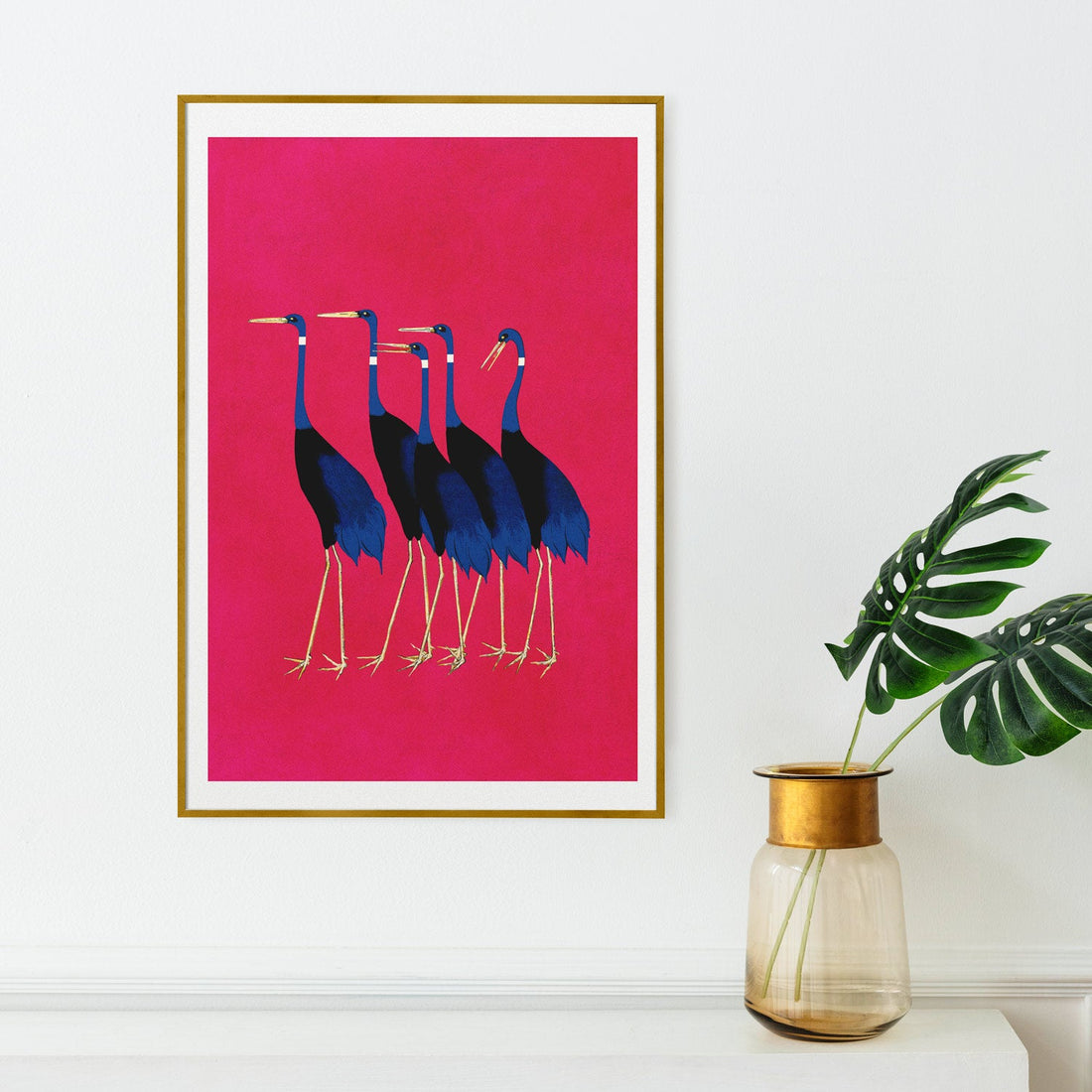 Colorful birds painting art poster