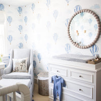 light blue air balloon print removable wallpaper for boys nursery