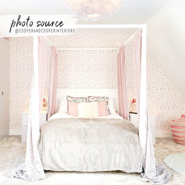 blush pink cute girls bedroom interior wallpaper