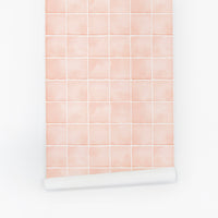 blush pink simple tiles inspired peel and stick wallpaper