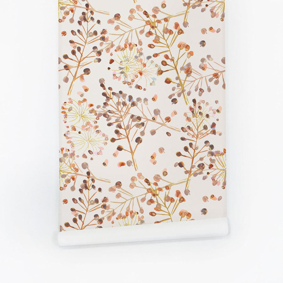 Autumn colored floral removable wallpaper