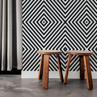 bold geometric lines design removable wallpaper in black and white