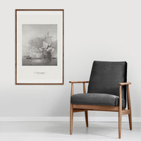 Wall poster with antique ship illustration