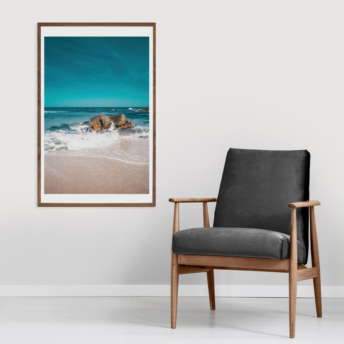 Turquoise waves ocean photography poster