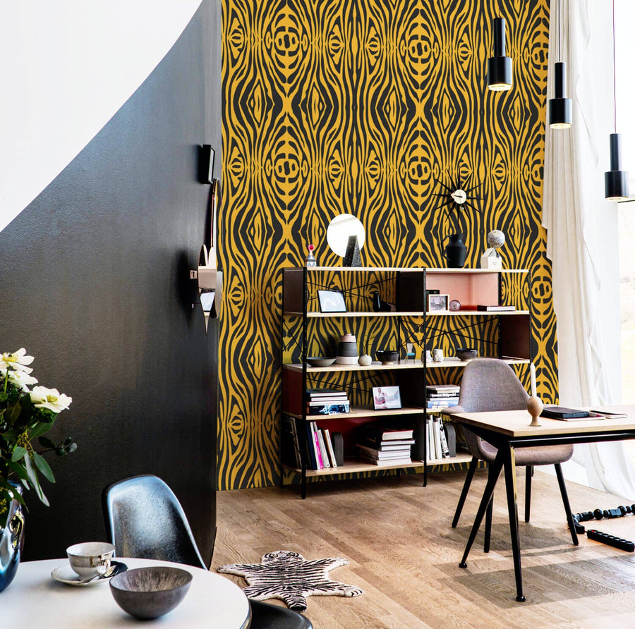 contemporary zebra print removable wallpaper for retro living room