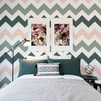 dark green geometric wave pattern girls room wallpaper