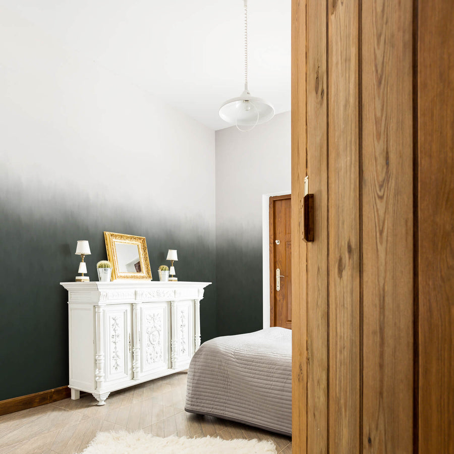 dark green and white transitional wallpaper design for modern bedroom interior