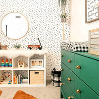 eclectic style painted back and white dots print wallpaper for kids bedroom