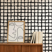 black and white criss cross lines pattern wallpaper design