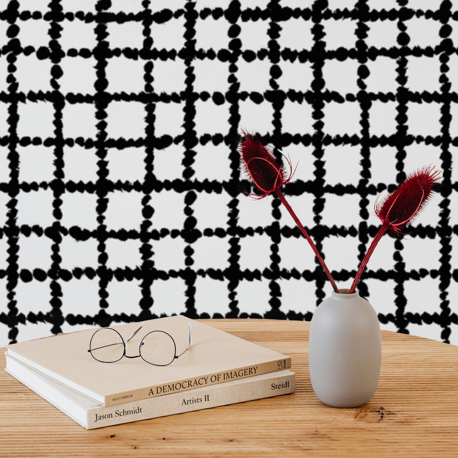 chic black and white checkered pattern wallpaper for scandinavian style home