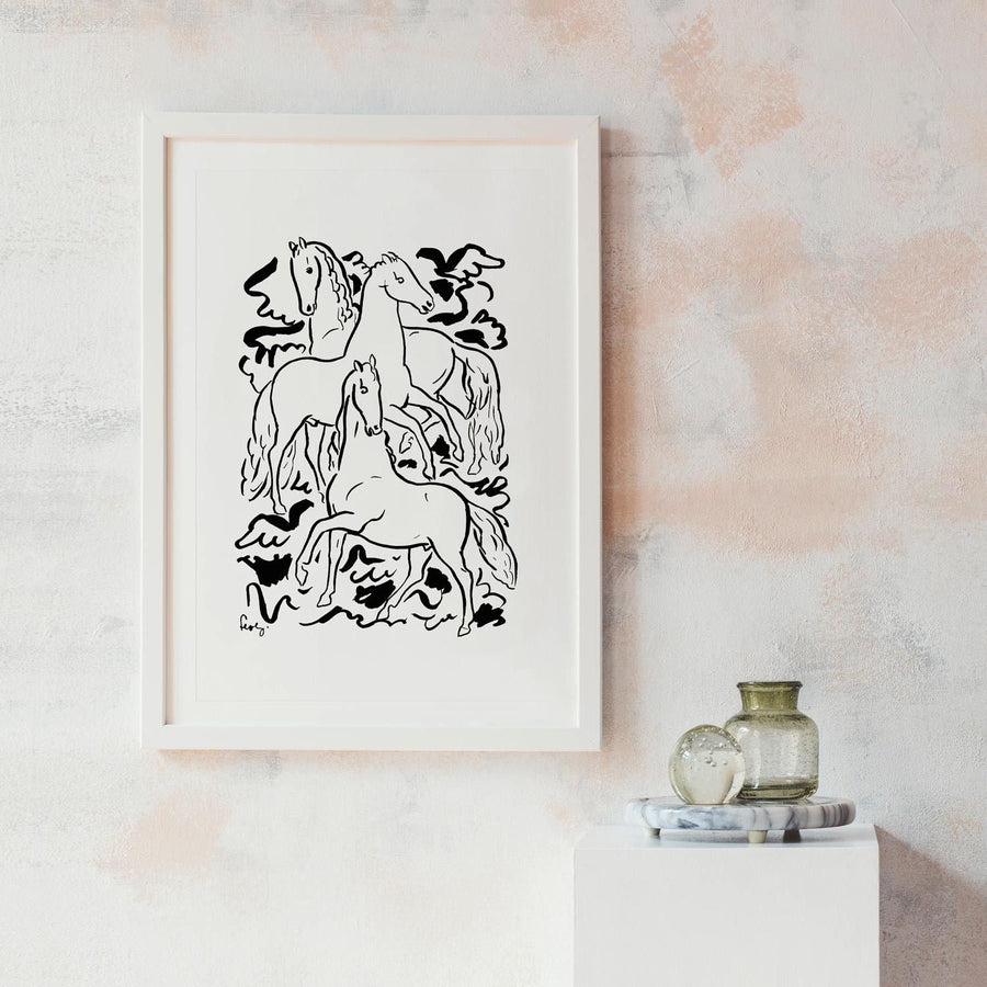 Wall decor poster with horses