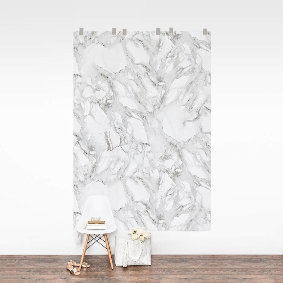 Repeating wall mural with white marble pattern