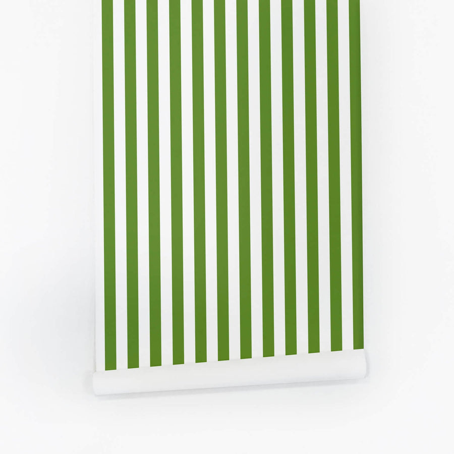 bright green peel and stick wallpaper with modern vertical lines