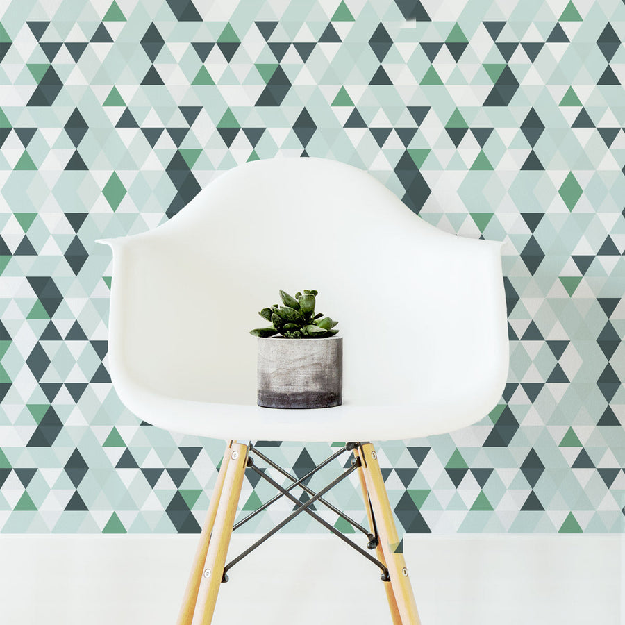 green tiny triangle pattern removable wallpaper