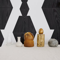 Wood block design removable wallpaper in black color