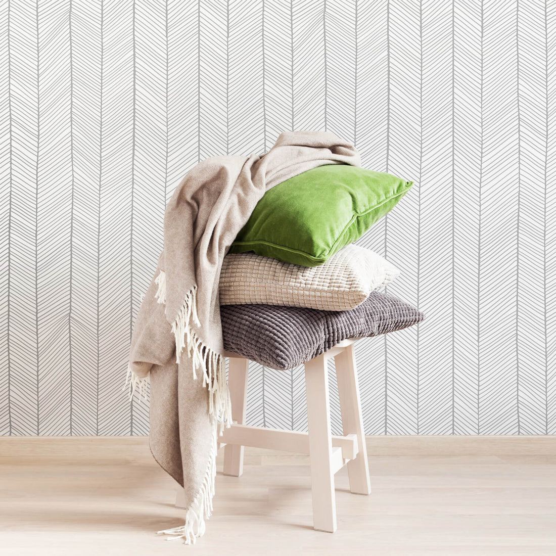 light grey herringbone print removable wallpaper for kids room