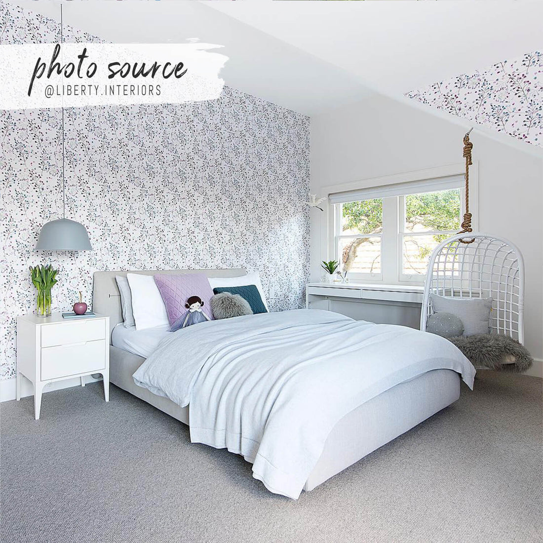 lilac floral girls bedroom removable wallpaper