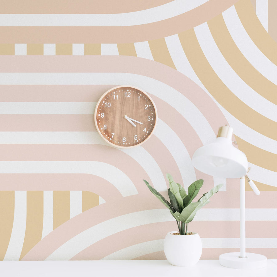 pastel geometric shapes wall mural for retro inspired office