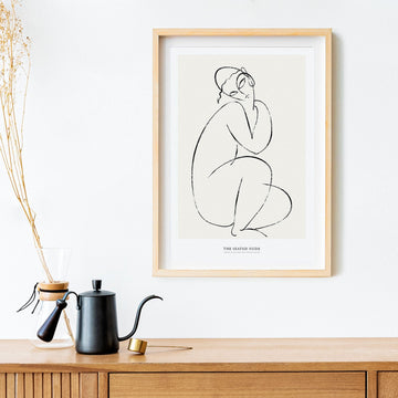 Seated nude abstract wall art print poster