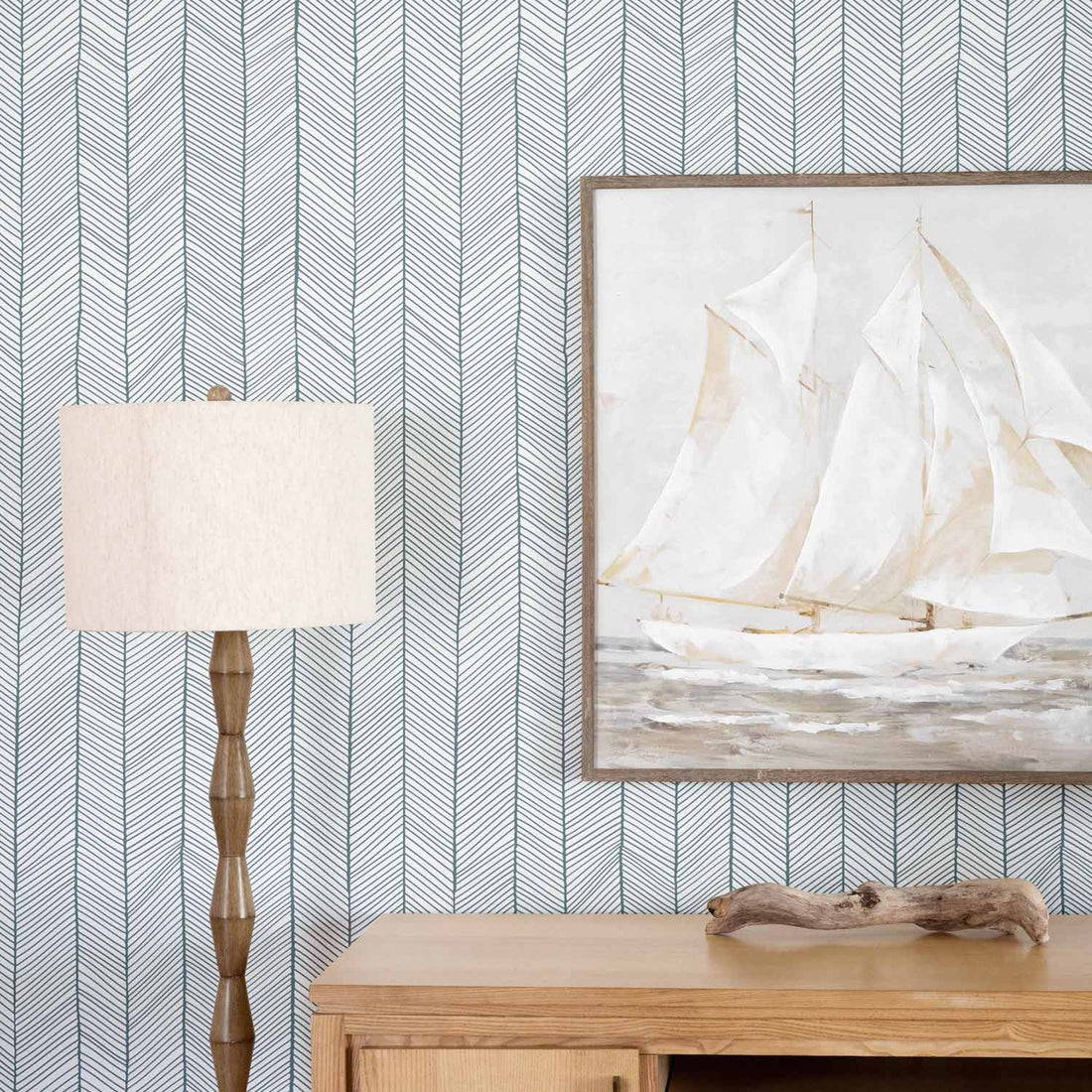 coastal herringbone pattern wallpaper for bedroom