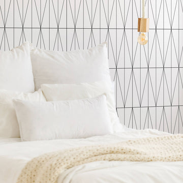 simple geometric lines wallpaper for scandinavian style kids bedroom