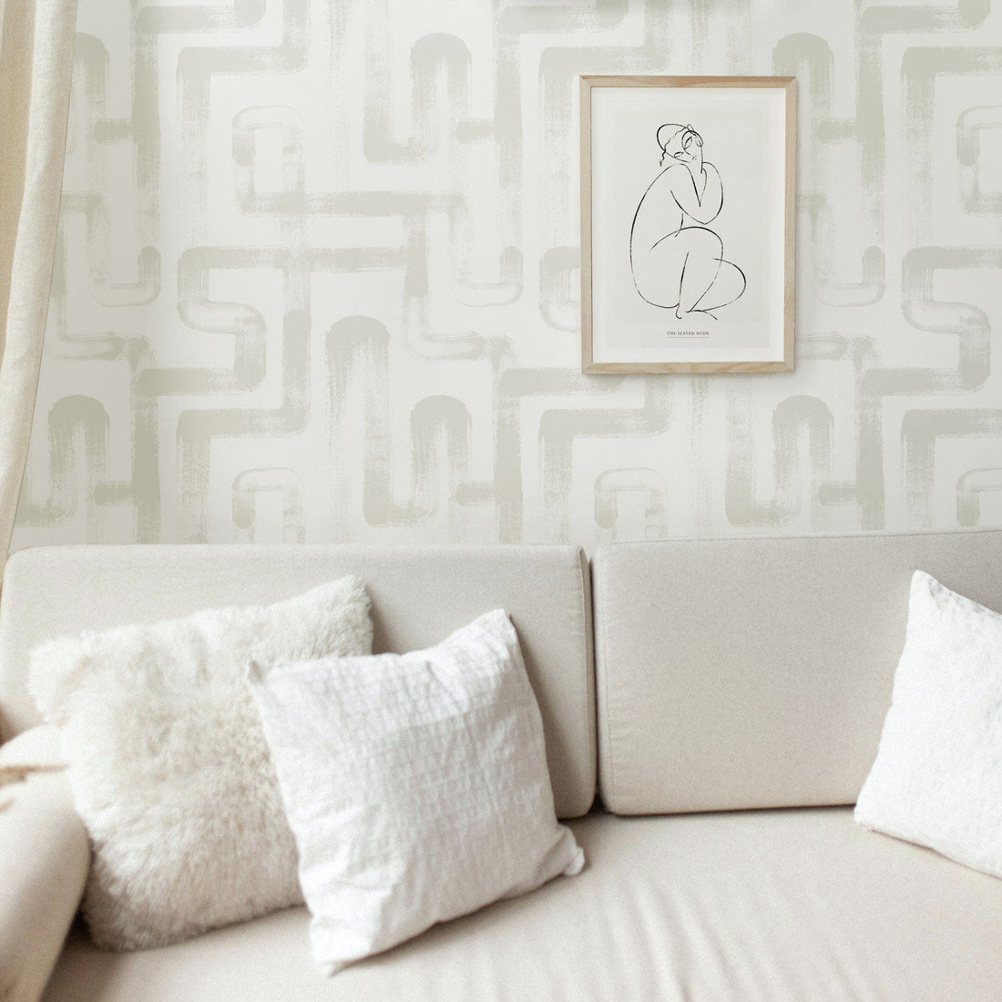 elegant beige living room wallpaper in peel and stick