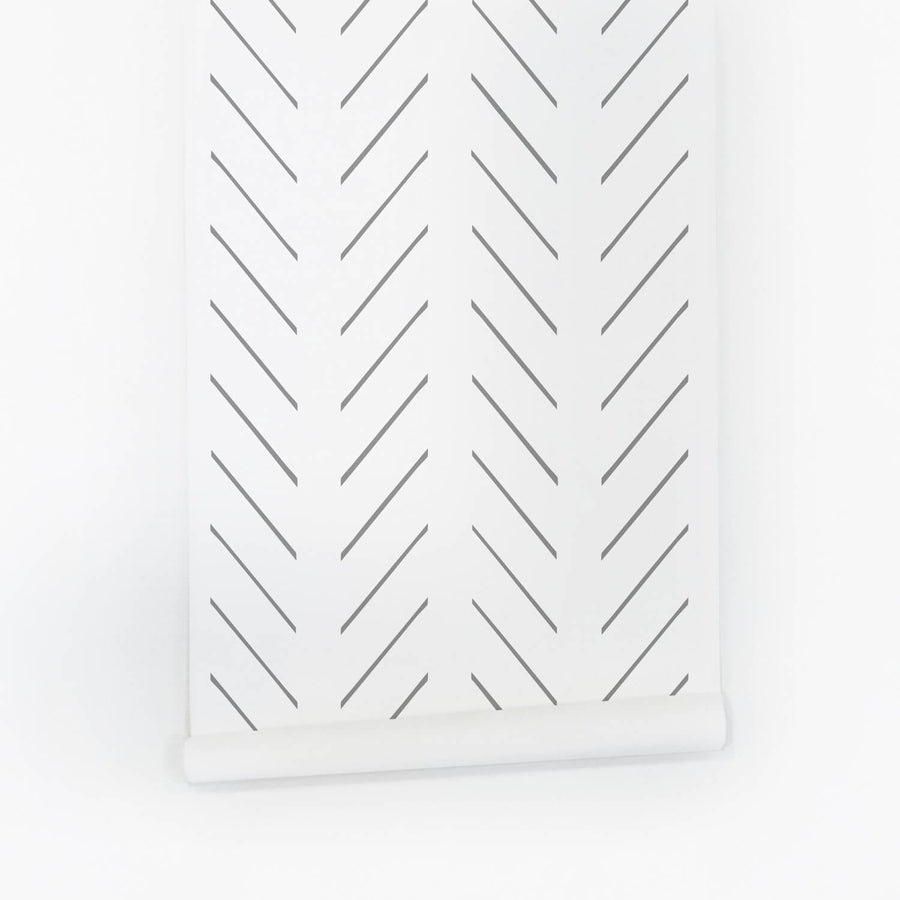 simple chevron inspired lines removable wallpaper in grey color