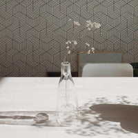 modern geometric cube design removable wallpaper for scandinavian style dining room