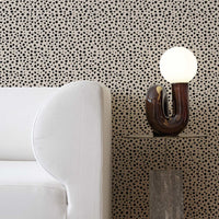 modern neutral design living room interior with animal print removable wallpaper