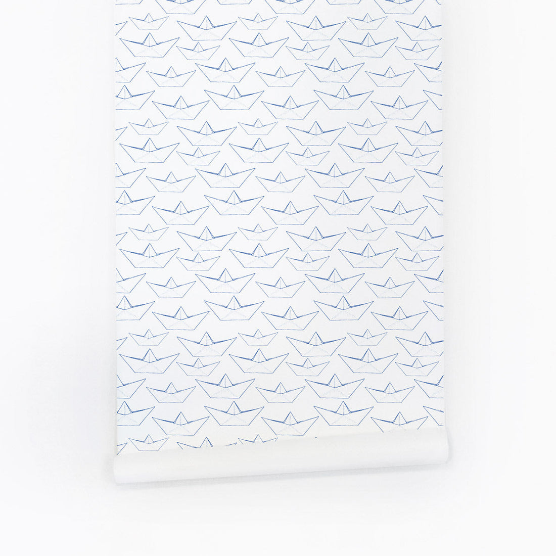 nautical removable wallpaper with paper boats for boys room