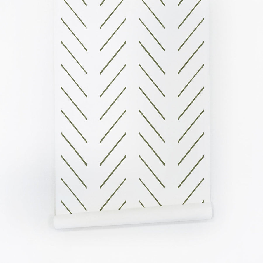 olive green herringbone simple striped removable wallpaper