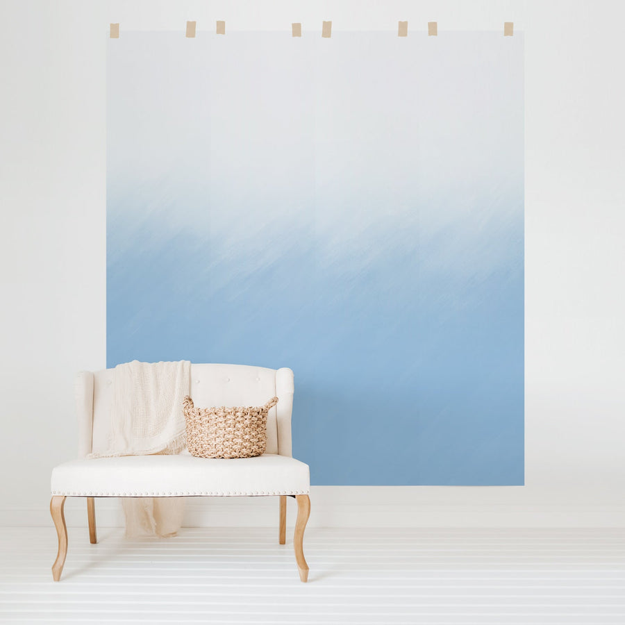 baby blue peel and stick wallpaper with ombre effect