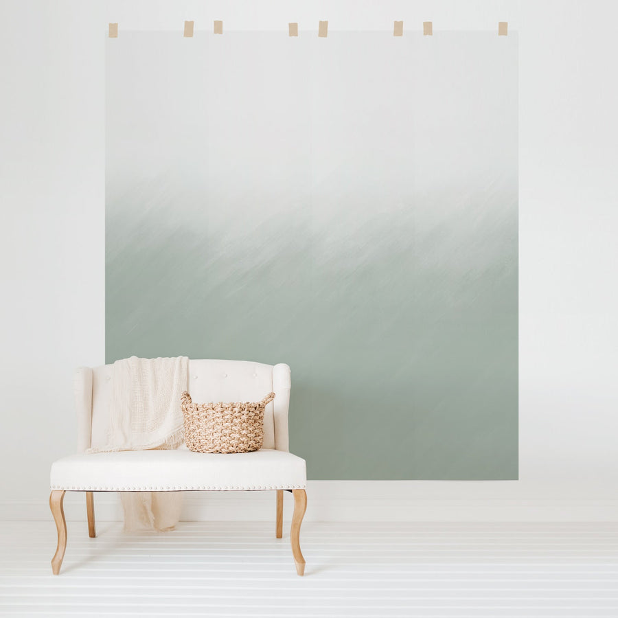 pastel green wall mural in ombre effect
