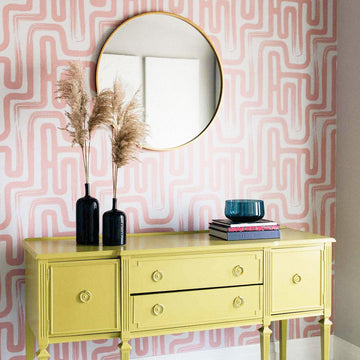 psstel pink peel and stick wallpaper for entryway