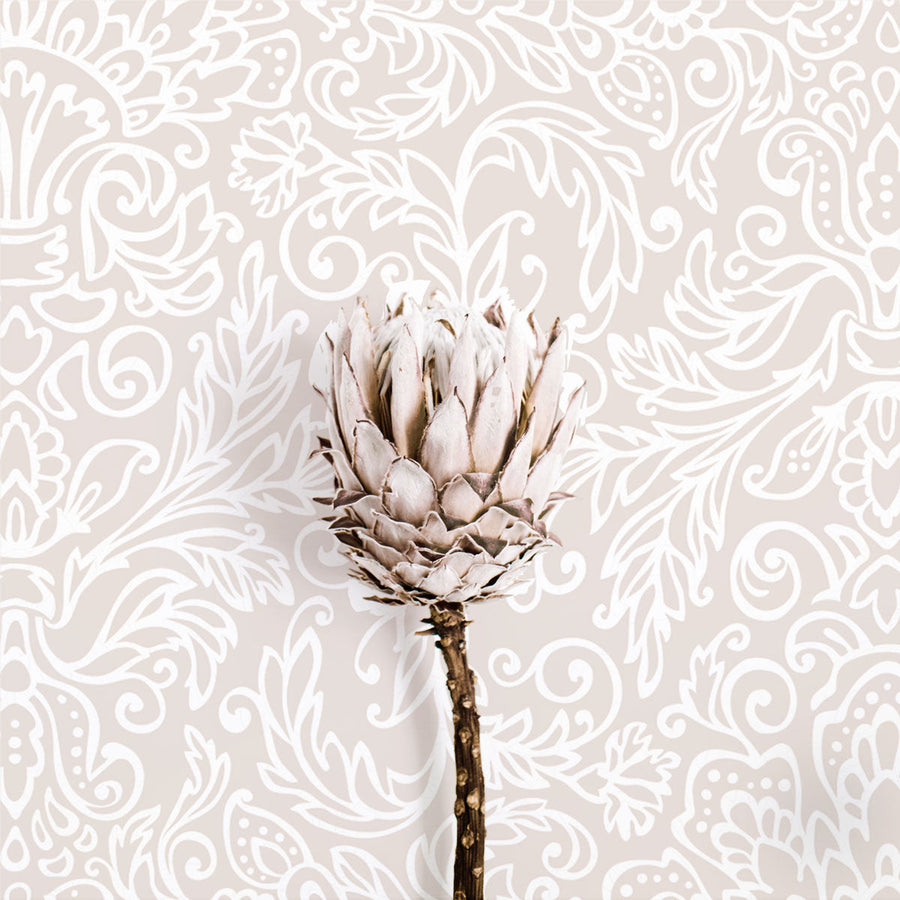Pale pink floral imprint removable wallpaper
