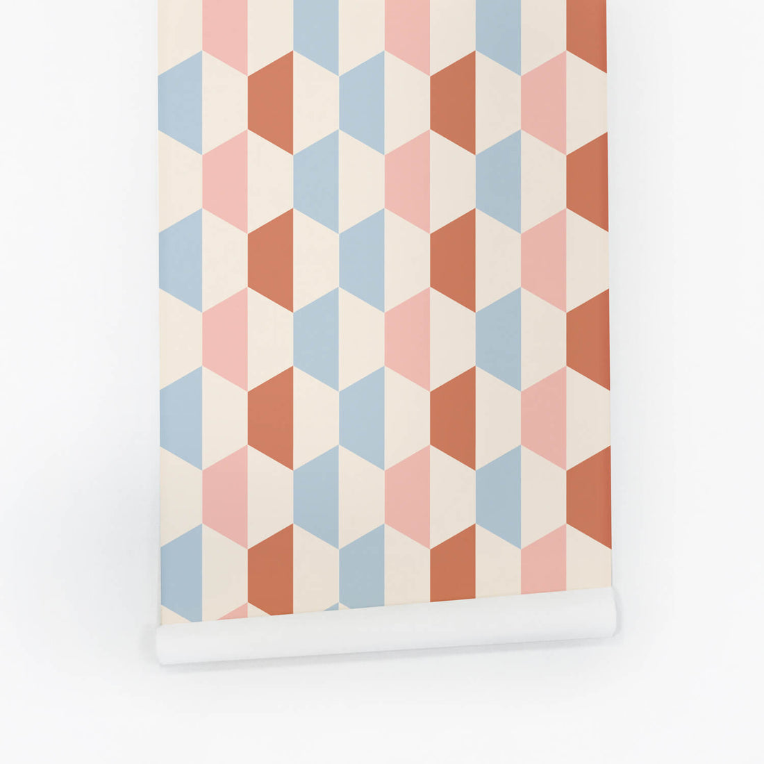 retro style geometric print removable wallpaper in pastel colors