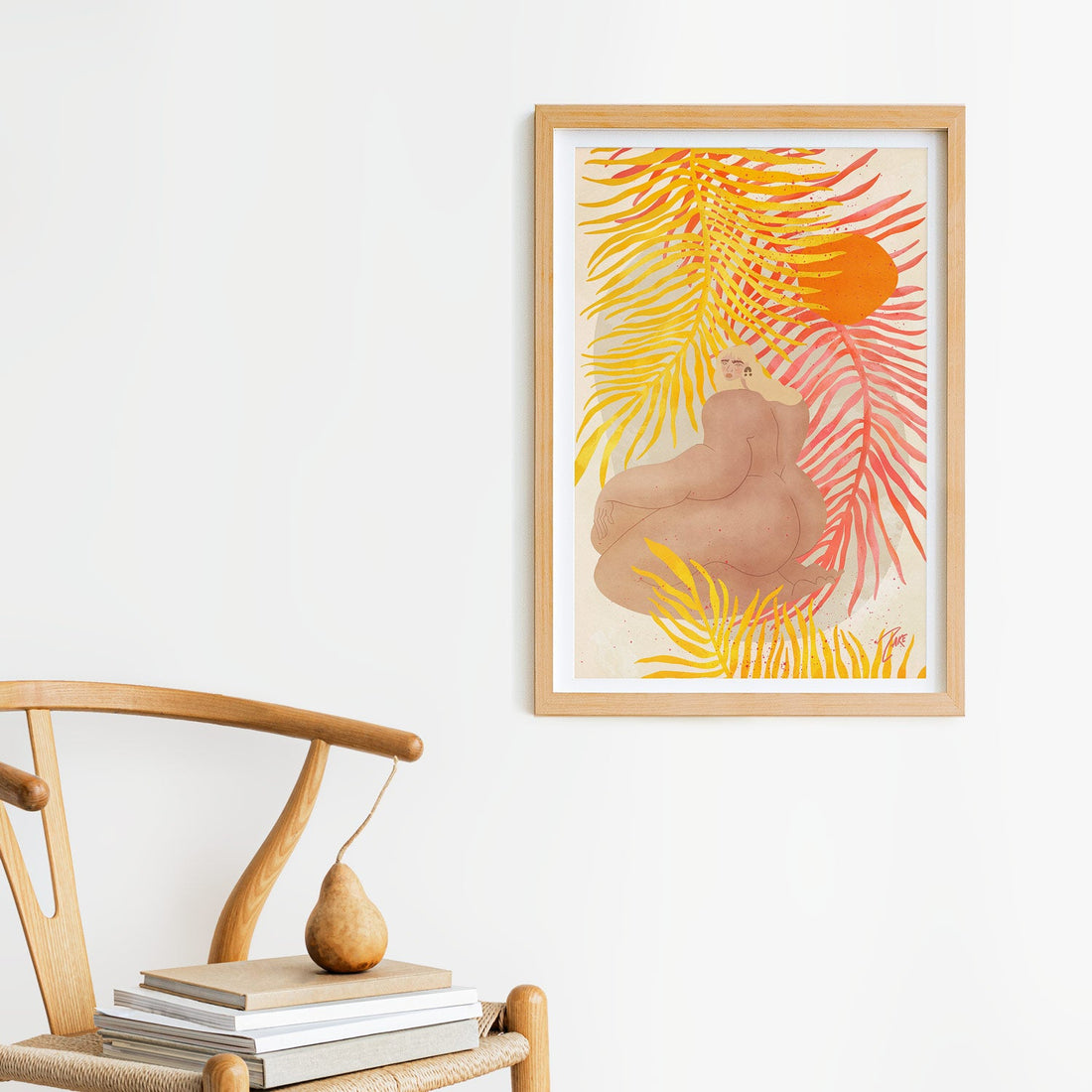 Nude art poster with tropical elements