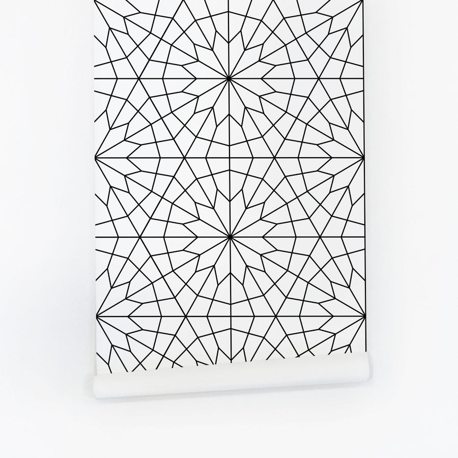 simple scandinavian style black geometric lines pattern wallpaper