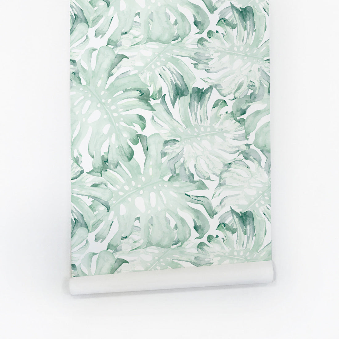 Green tropical leaves peel and stick wall mural