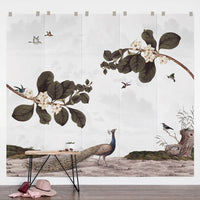 Magical forest inspired removable wallpaper in kids room interior