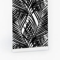 bold monochrome tropical leaves removable wallpaper