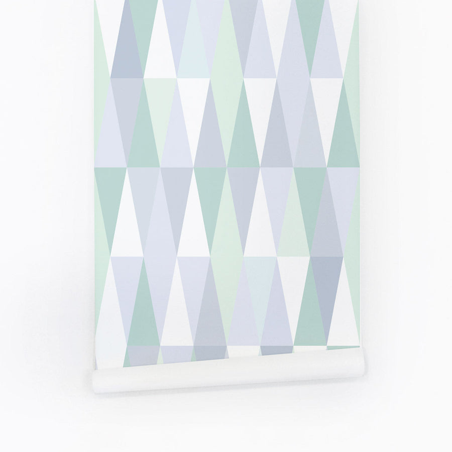 wallpaper for kids room with pastel triangles