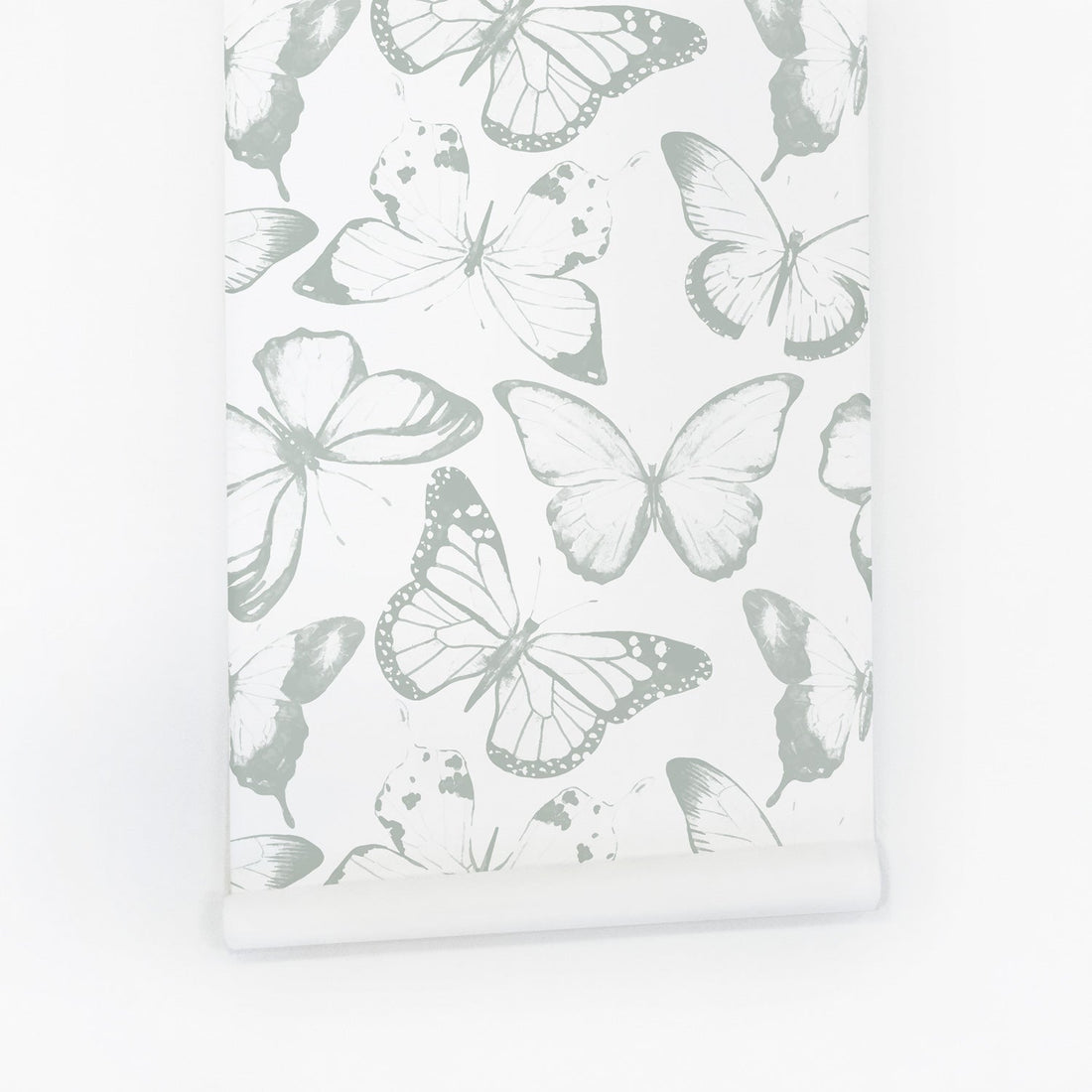 light grey blurred effect butterfly pattern removable wallpaper